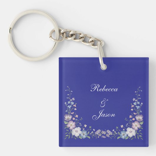 Regal Blue  Elegance Tuin Bloeit Sleutelhanger (voorkant)