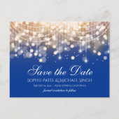 Regal Blue en Gold Bokeh Lights Briefkaart (Voorkant)