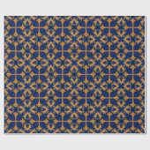 Regal Blue en Gold Motif Crest Heraldry Cadeaupapier (Vlak)