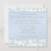 Regal Blue en Ivory Damask bruiloft uitnodiging (Achterkant)