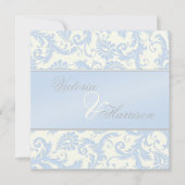Regal Blue en Ivory Damask bruiloft uitnodiging (Voorkant)