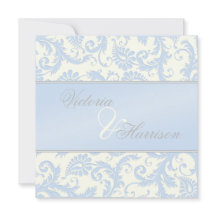 Regal Blue en Ivory Damask bruiloft uitnodiging