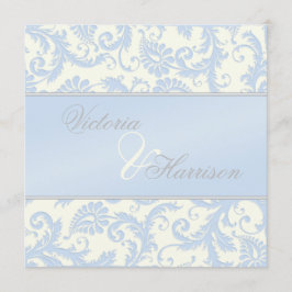 Regal Blue en Ivory Damask bruiloft uitnodiging