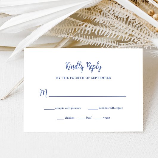 Regal Blue | Trouwmaaltijd keuze RSVP Kaartje