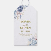 Regal Blue & White Wedding Invitation with Gold  Cadeaulabel (Voorkant)