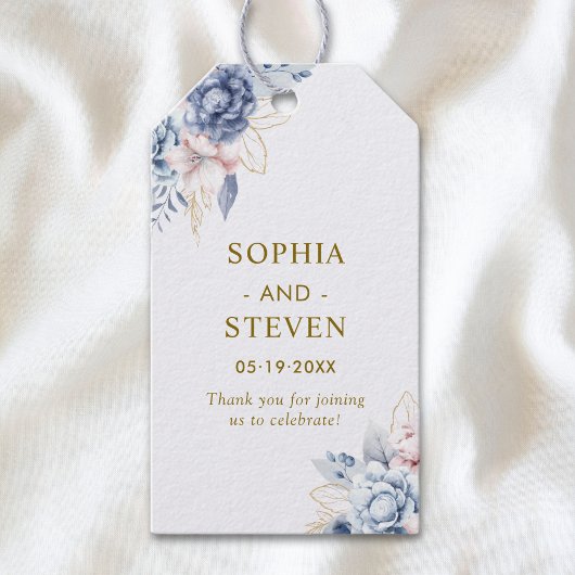 Regal Blue & White Wedding Invitation with Gold  Cadeaulabel
