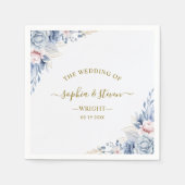 Regal Blue & White Wedding Invitation with Gold  Servet (Voorkant)