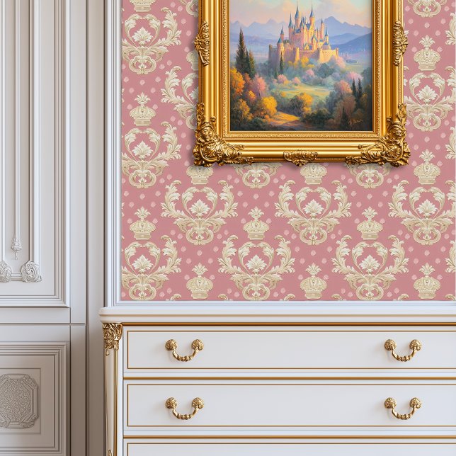 Regal Blush Damask Princesscore Behang (Regal Blush Damask Princesscore Wallpaper)