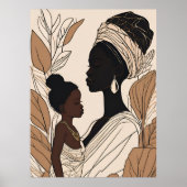 Regal Bond – Mother and Daughter Line Art Poster (Voorkant)