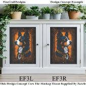 Regal Border Collie,  Lijst EF3L Decoupage Tissuepapier
