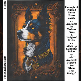 Regal Border Collie,  Lijst EF3L Decoupage Tissuepapier