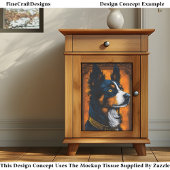 Regal Border Collie,  Lijst EF3R Decoupage Tissuepapier