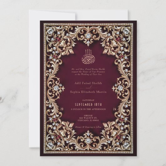 Regal Bourgondië Antiek gouden juwelen islamitisch Kaart (Voorkant)