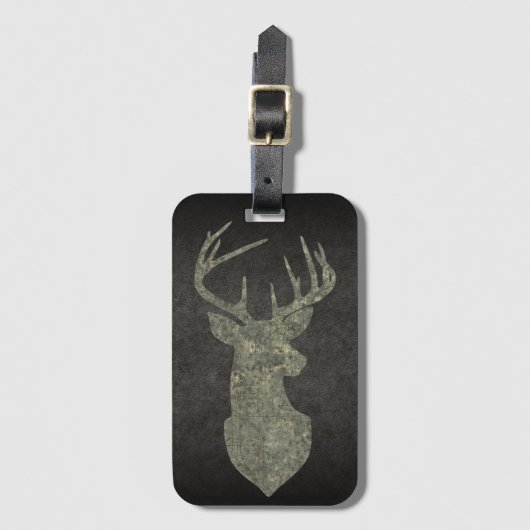 Regal Buck Trophy Deer Silhouette in Camouflage Bagagelabel (Voorkant (verticaal))