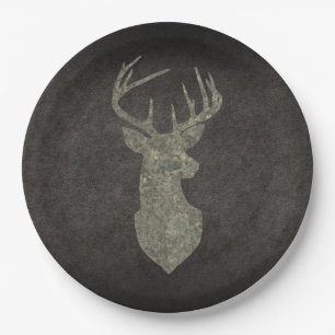 Regal Buck Trophy Deer Silhouette in Camouflage Papieren Bordje