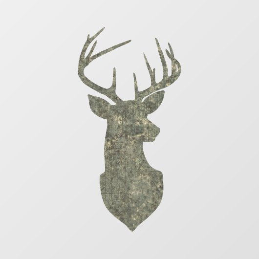 Regal Buck Trophy Deer Silhouette in Camouflage Raamsticker (Vel)