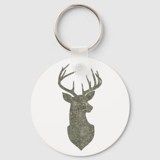 Regal Buck Trophy Deer Silhouette in Camouflage Sleutelhanger (Voorkant)