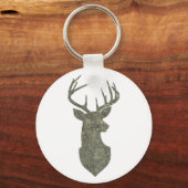 Regal Buck Trophy Deer Silhouette in Camouflage Sleutelhanger (Voorkant)