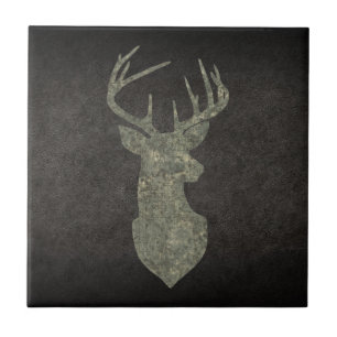 Regal Buck Trophy Deer Silhouette in Camouflage Tegeltje