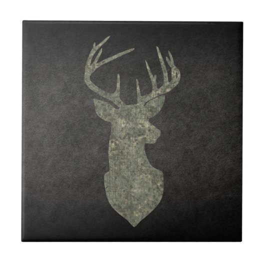 Regal Buck Trophy Deer Silhouette in Camouflage Tegeltje (Voorkant)