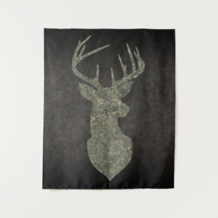 Regal Buck Trophy Deer Silhouette in Camouflage Wandkleed