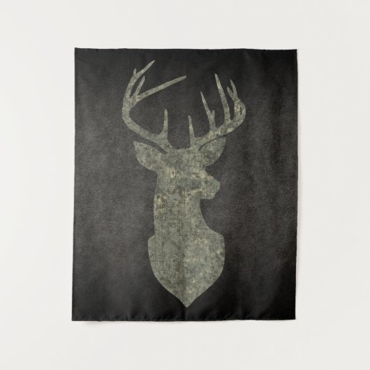 Regal Buck Trophy Deer Silhouette in Camouflage Wandkleed (Voorkant)