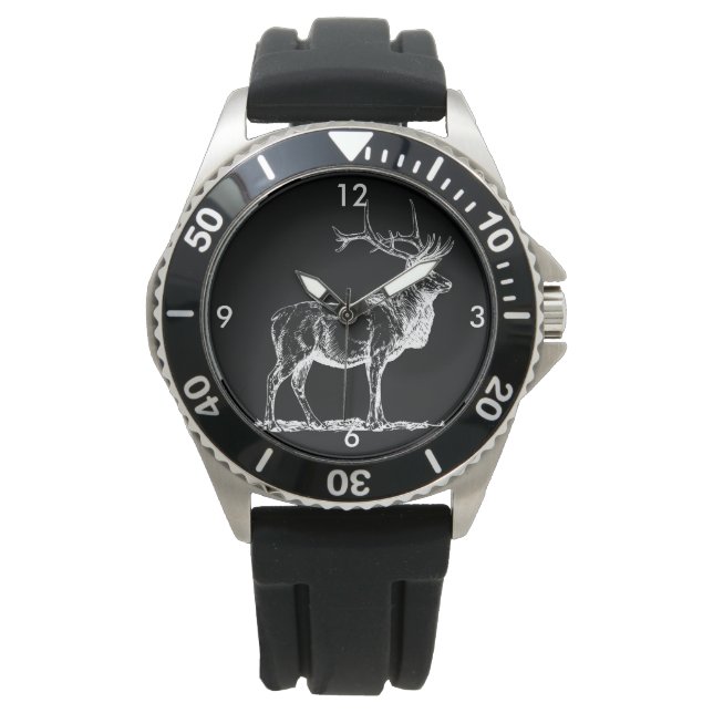 Regal Bull Elk in zwart-wit Horloge (Voorkant)