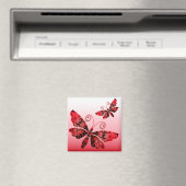 "Regal Butterfly" (rood) van Cheryl Daniels Magneet (Insitu (Vaatwasser))