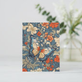 Regal Butterfly temidden van William Morris Floral Briefkaart (Staand voorkant)