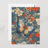 Regal Butterfly temidden van William Morris Floral Briefkaart (Voorkant / Achterkant)