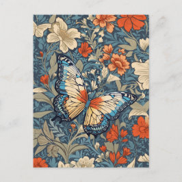 Regal Butterfly temidden van William Morris Floral Briefkaart