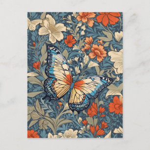 Regal Butterfly temidden van William Morris Floral Briefkaart