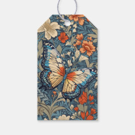 Regal Butterfly temidden van William Morris Floral Cadeaulabel