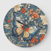 Regal Butterfly temidden van William Morris Floral Grote Klok (Voorkant)