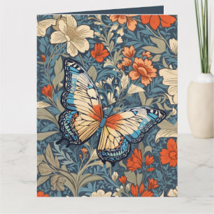 Regal Butterfly temidden van William Morris Floral Kaart