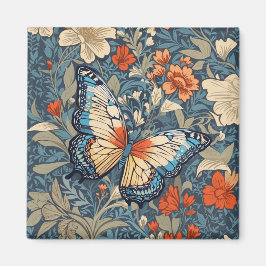 Regal Butterfly temidden van William Morris Floral Magneet