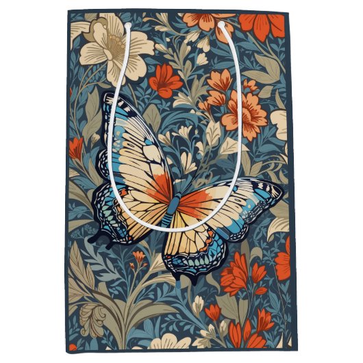 Regal Butterfly temidden van William Morris Floral Medium Cadeauzakje (Voorkant)