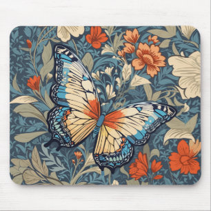 Regal Butterfly temidden van William Morris Floral Muismat