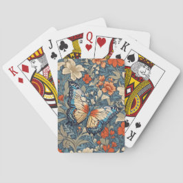 Regal Butterfly temidden van William Morris Floral Pokerkaarten