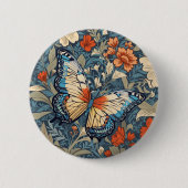 Regal Butterfly temidden van William Morris Floral Ronde Button 5,7 Cm (Voorkant)