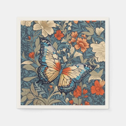 Regal Butterfly temidden van William Morris Floral Servet (Voorkant)