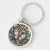 Regal Butterfly temidden van William Morris Floral Sleutelhanger (Voorkant)