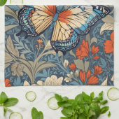 Regal Butterfly temidden van William Morris Floral Theedoek (Gevouwen)