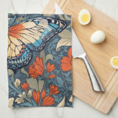 Regal Butterfly temidden van William Morris Floral Theedoek (Quarter Fold)