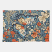 Regal Butterfly temidden van William Morris Floral Theedoek (Horizontaal)