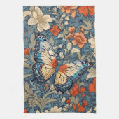 Regal Butterfly temidden van William Morris Floral Theedoek (Verticaal)