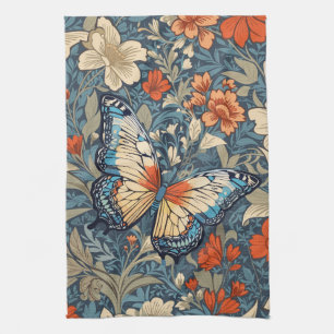 Regal Butterfly temidden van William Morris Floral Theedoek
