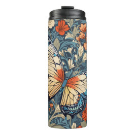 Regal Butterfly temidden van William Morris Floral Thermosbeker