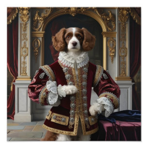 Regal Canine Renaissance Hondenportret Digitale Ku Foto Afdruk