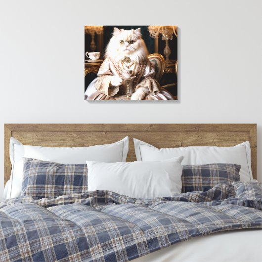 Regal Cat in Gown Canvas Afdruk (Insitu (Slaapkamer))
